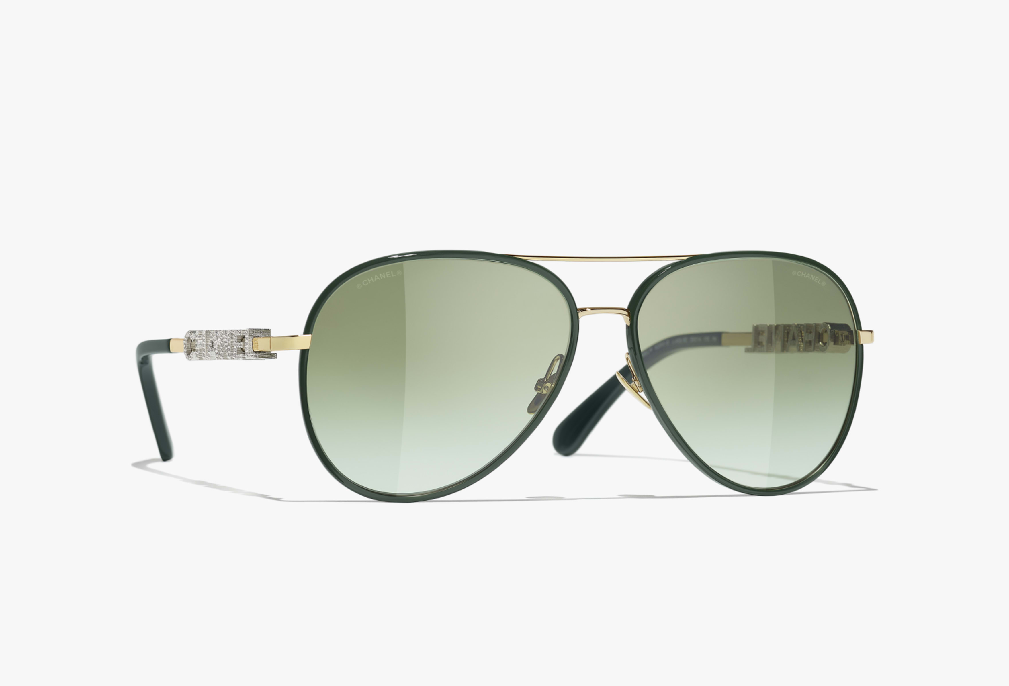 Pilot Sunglasses - Light Gold & Green - Default view